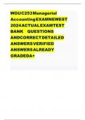 WGU C253 Managerial Accounting / wguc253 managerial accounting EXAM NEWEST 2024 ACTUAL EXAM TEST BANK QUESTIONS AND CORRECT DETAILED ANSWERS VERIFIED ANSWERS ALREADY GRADED A+