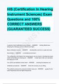 HIS (Certification In Hearing Instrument Sciences) Exam Questions and 100% CORRECT ANSWERS (GUARANTEED SUCCESS)