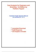 Solutions for Cost Analysis for Engineers and Scientists, 1st Edition by Tayyari (All Chapters included)