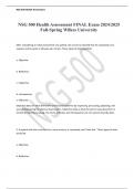 NSG 500 Health Assessment FINAL Exam 2024/2025 Fall-Spring Wilkes University