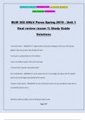 BLW 302 UNLV Perez Spring 2019 - Unit 1 final review (exam 1) Study Guide Solutions