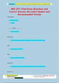 BIO 251: Final Exam Questions and  Correct Answers the Latest Update and  Recommended Version