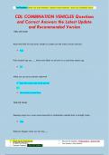 CDL COMBINATION VEHICLES Questions  and Correct Answers the Latest Update  and Recommended Version