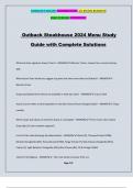 Outback Steakhouse 2024 Menu Study Guide with Complete Solutions