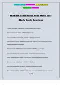 Outback Steakhouse Food Menu Test Study Guide Solutions