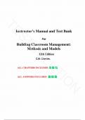 Solution Manual and Test Bank for Building Classroom Management Methods and Models 12th Edition by C M. Charles, All Chapters |Complete Guide A+