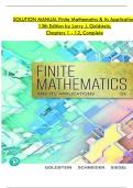 Solution Manual For Finite Mathematics and Its Applications, 13 Edition by Larry J. Goldstein, Verified Chapters 1 - 12, Complete Version