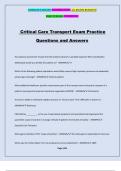 Critical Care Transport Exam Practice Questions and Answers