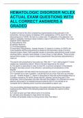 HEMATOLOGIC DISORDER NCLEX ACTUAL EXAM QUESTIONS WITH ALL CORRECT ANSWERS A GRADED 