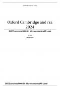 OXFORD CAMBRIDGE AND RSA 2024 GCE  Economics  H060/01: Microeconomics  AS Level ACTUAL QUESTION PAPER WITH MERGED MARKING SCHEME 2024