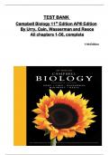 TEST BANK  Campbell Biology 11th Edition AP® Edition By Urry, Cain, Wasserman and Reece All chapters 1-56, complete, ISBN:  9780134478647