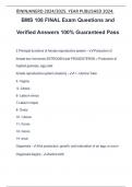 BMS 108 FINAL Exam Questions and Verified Answers 100% Guaranteed Pass