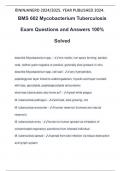 BMS 602 Mycobacterium Tuberculosis Exam Questions and Answers 100% Solved