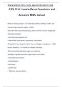 BPS 2110: Insulin Exam Questions and Answers 100% Solved