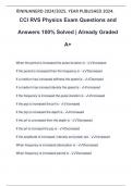 CCI RVS Physics Exam Questions and Answers 100% Solved | Already Graded A+