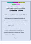 ASU BIO 181 Module 10 Practice Questions and Answers