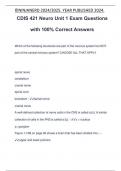 CDIS 421 Neuro Unit 1 Exam Questions with 100% Correct Answers