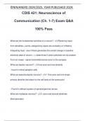 CDIS 421: Neuroscience of Communication (Ch. 1-7) Exam Q&A 100% Pass