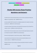 Florida 240 License Exam Practice Questions and Answers