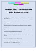 Florida RE License Comprehensive Exam Practice Questions and Answers