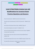 Level 2: Real Estate License Law and Qualifications for Licensure Exam Practice Questions and Answers