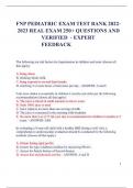 FNP PEDIATRIC EXAM TEST BANK 2022- 2023 REAL EXAM 250+ QUESTIONS AND VERIFIED - EXPERT