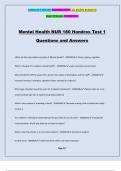 Mental Health NUR 180 Hondros Test 1 Questions and Answers