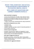 NR 607- FINAL EXAM 2024- 2025 ACTUAL EXAM DIAGNOSIS & MANAGEMENT IN PSYCHIATRIC MENTAL HEALTH  WITH COMPLETE QUESTIONS AND CORRECT ANSWERS RATED A+