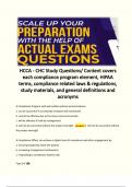 HCCA - CHC Study Questions/ Content covers each compliance program element, HIPAA terms, compliance related laws & regulations, study materials, and general definitions and acronyms 