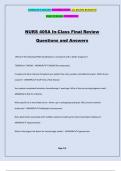 NURS 405A In-Class Final Review Questions and Answers