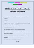 OTD 317 Mental Health Exam 1 Practice Questions and Answers