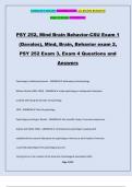 PSY 252, Mind Brain Behavior-CSU Exam 1 (Davalos), Mind, Brain, Behavior exam 2, PSY 252 Exam 3, Exam 4 Questions and Answers