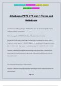 Athabasca PSYC 375 Unit 1 Terms and Definitions