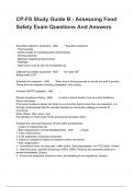 CP-FS Study Guide B - Assessing Food Safety Exam Questions And Answers