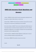 OHIO Life Insurance Exam Questions and Answers