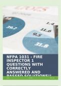 NFPA 1031 - FIRE INSPECTOR 1 QUESTIONS WITH CORRECTLY ANSWERED AND PASSED SOLUTIONS!!