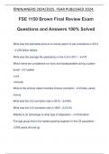 FSE 1150 Brown Final Review Exam Questions and Answers 100% Solved