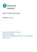 Pearson Edexcel Level 3 GCE Business Advanced Paper 3 JUNE 2024 MARK SCHEME