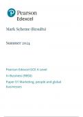 Pearson Edexcel Level 3 GCE Business Advanced Paper 1 JUNE 2024 MARK SCHEME