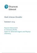 Pearson Edexcel Level 3 GCE Chemistry Advanced Paper 2 JUNE 2024 MARK SCHEME