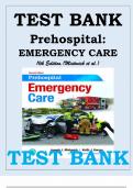 Test Bank for Prehospital Emergency Care 11th Edition By Joseph J. Mistovich, Keith J. Karren, Brent Hafen 9780134704456 Chapter 1-46 | Complete Guide A+