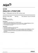 AQA GCSE ENGLISH LITERATURE Paper 1 Shakespeare and the 19th-century novel question paper 2024 june 8702/1