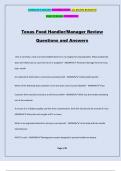 Texas Food Handler/Manager Review Questions and Answers