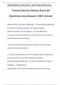 Funeral Service History Exam #4 Questions and Answers 100% Solved