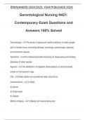 Gerontological Nursing N421: Contemporary Exam Questions and Answers 100% Solved