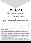 LML4810 PORTFOLIO (ANSWERS) Semester 2 2024 - DISTINCTION GUARANTEED