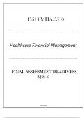 D513 MHA 5510(Healthcare Financial Management) FA Readiness Q & S 2024.