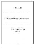 AGACNP - NU 610 (Advanced Health Assessment) Midterm Exam Q & S 2024