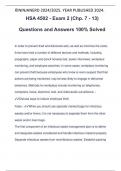 HSA 4502 - Exam 2 (Chp. 7 - 13) Questions and Answers 100% Solved