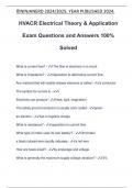 HVACR Electrical Theory & Application Exam Questions and Answers 100% Solved